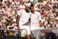 Nick Kyrgios and Novak Djokovic at Wimbledon 2022